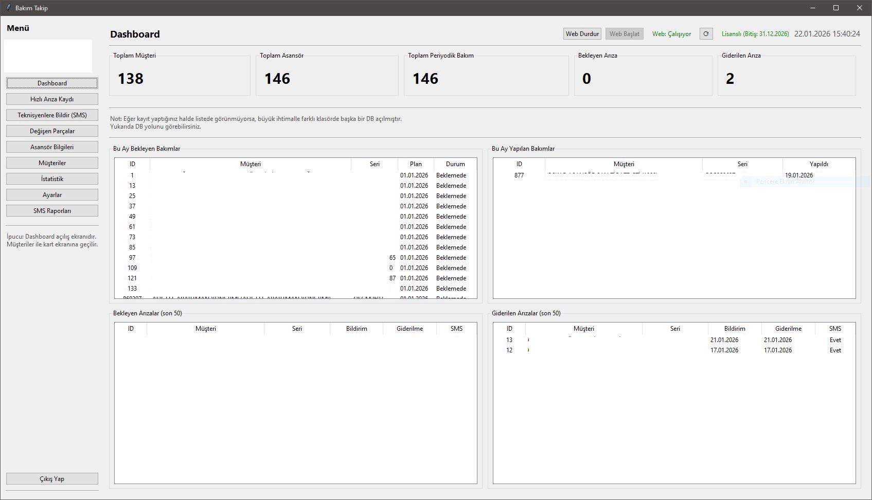 Masaüstü Dashboard