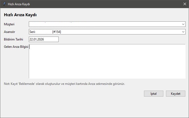 Hızlı Arıza Kaydı