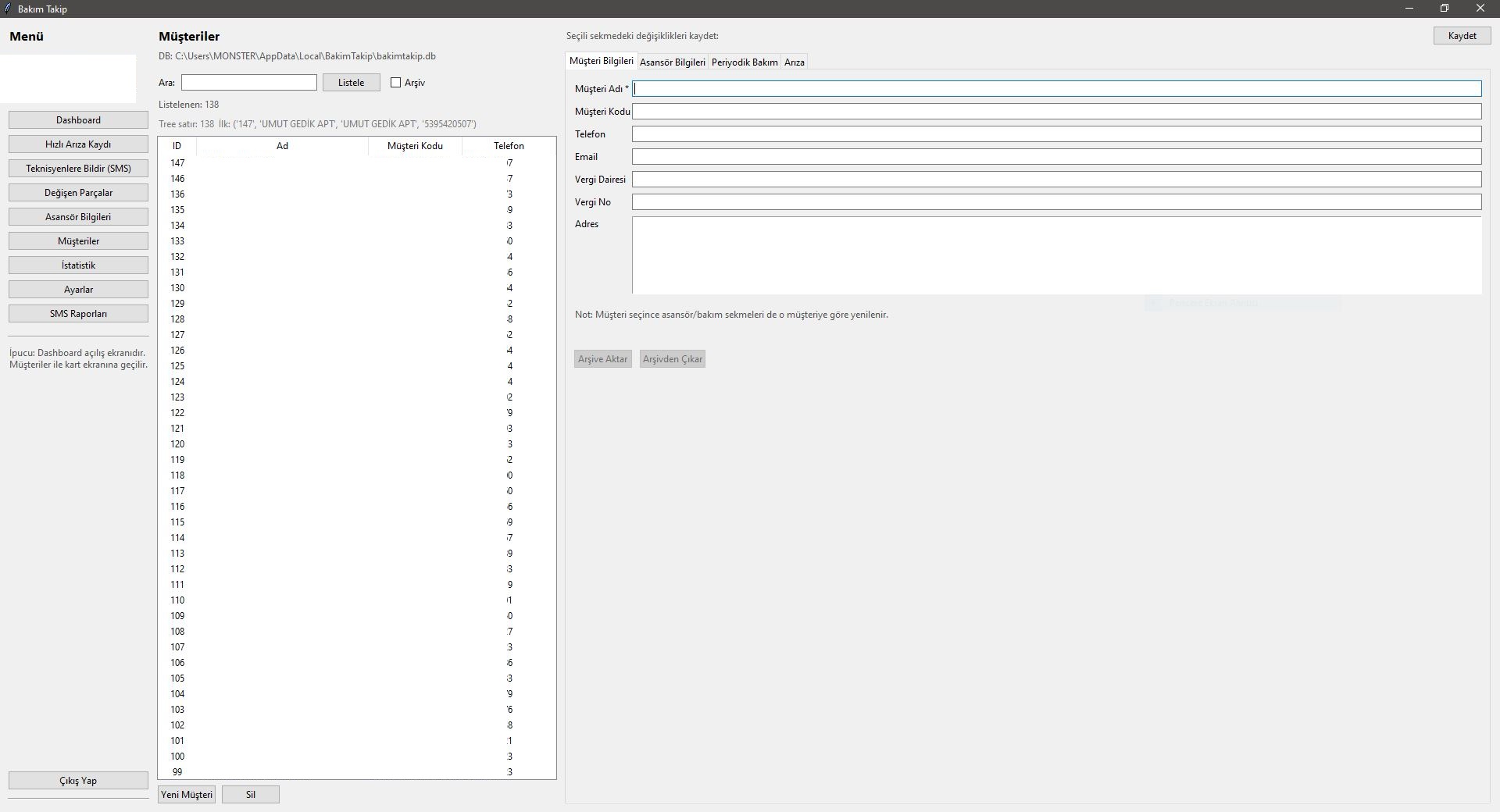 Müşteriler Listesi